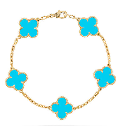 [GALE]CLOVER 5 MOTIFS TURQUOISE BRACELET