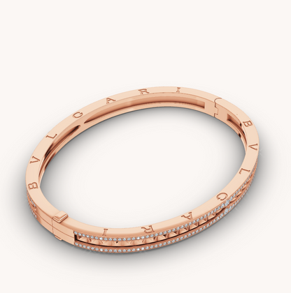 [GALE]ZERO 1 SPIRAL AND PAVED DIAMOND PINK GOLD BRACELET