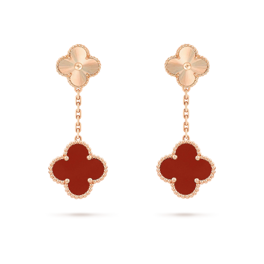 [GALE]CLOVER 2 MOTIF  LASER CARNELIAN EARRINGS
