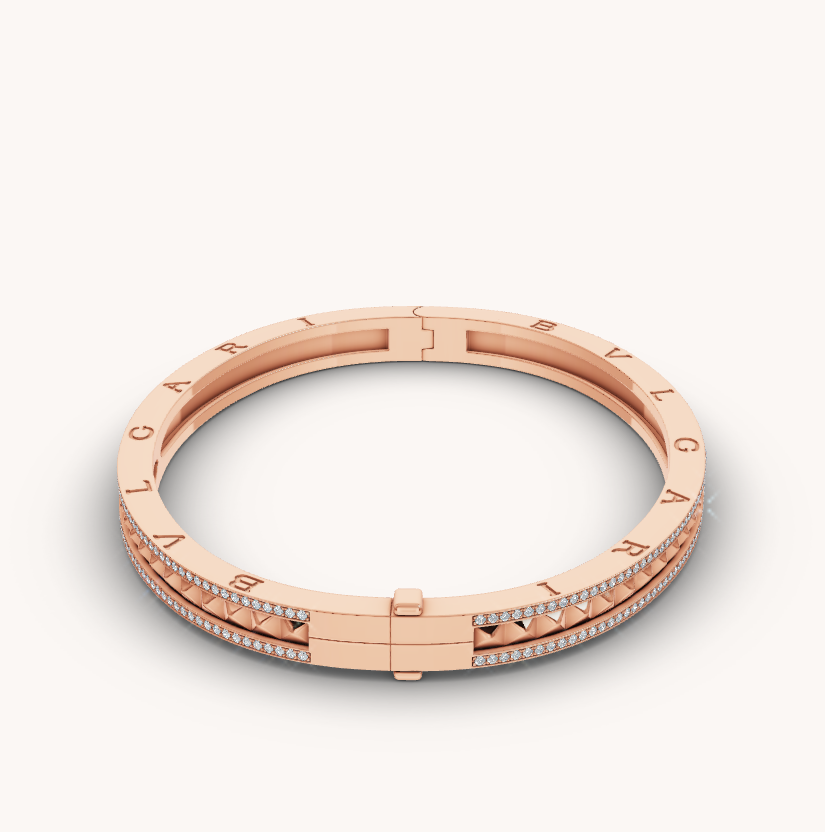 [GALE]ZERO 1 SPIRAL AND PAVED DIAMOND PINK GOLD BRACELET