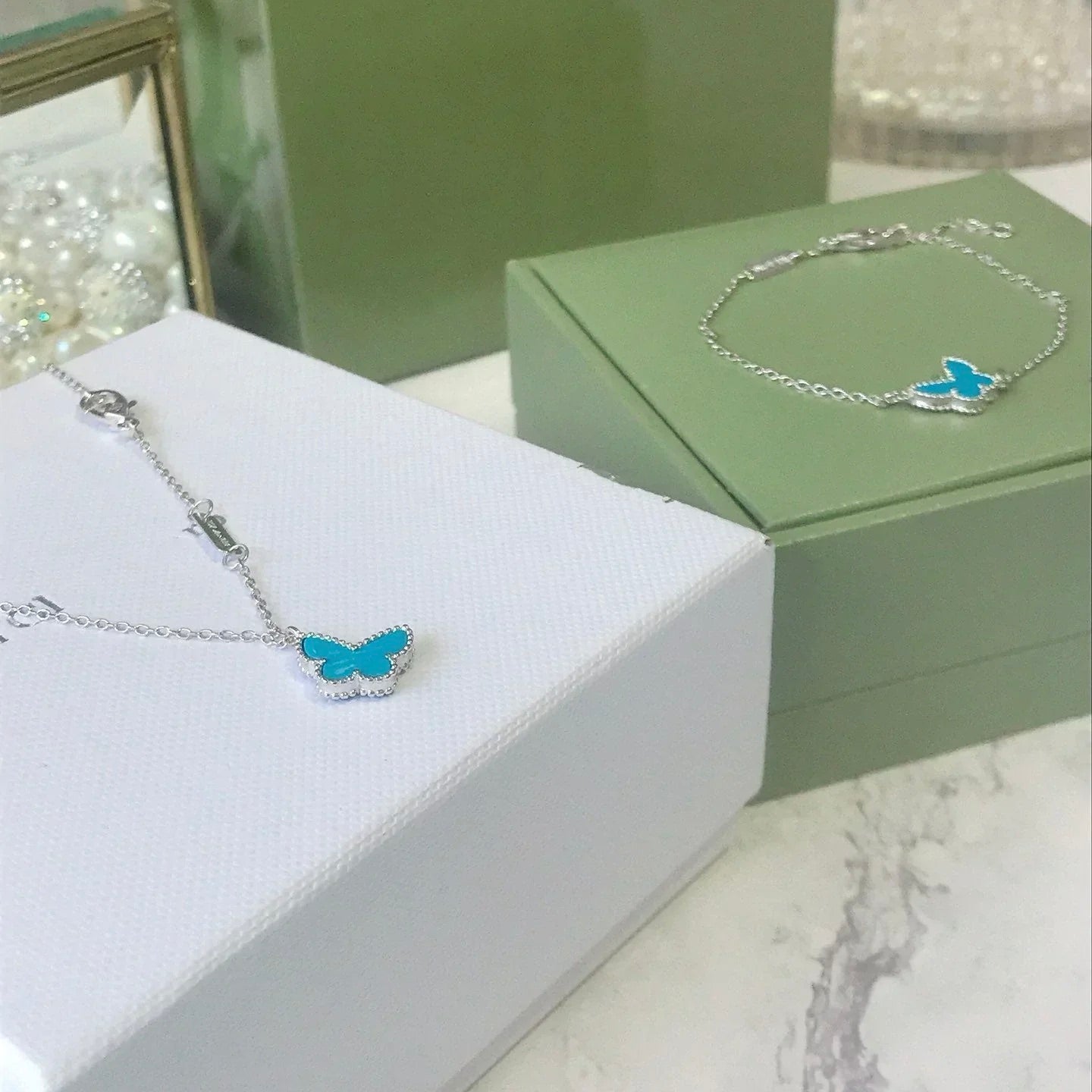 [GALE]BUTTERFLY TURQUOISE BUTTERFLY BRACELET SILVER