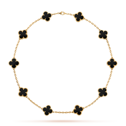 [GALE]CLOVER 10 MOTIFS ONYX NECKLACE