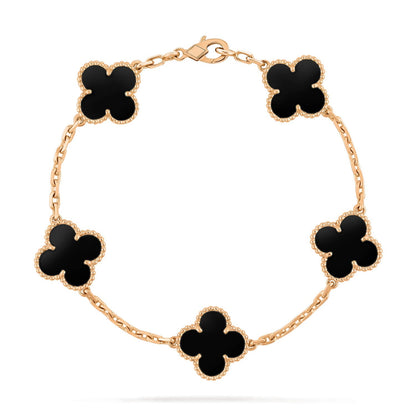 [GALE]CLOVER  5 MOTIFS BLACK ONYX BRACELET