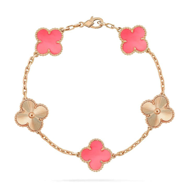 [NOVO]Clover Armband, 5 Motive, Rosa und Rosagold