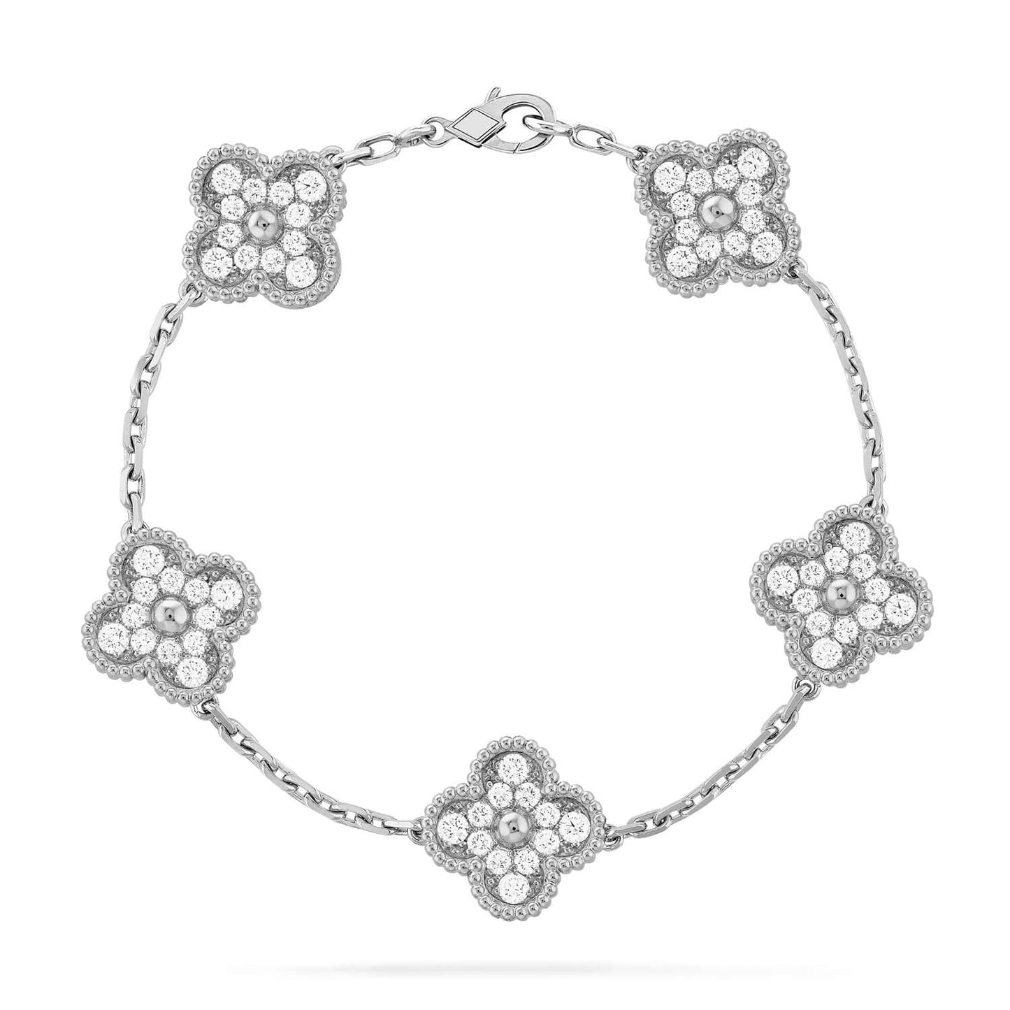 [GALE]CLOVER 5 MOTIFS  DIAMOND BRACELET SILVER