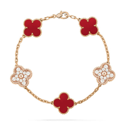 [NOVO]CLOVER 5 MOTIFS CARNELIAN DIAMOND ARMBAND