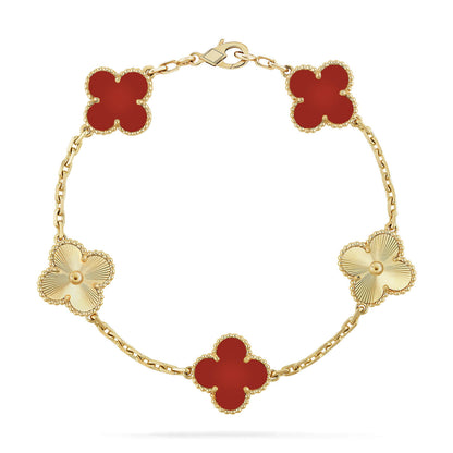 [GALE]CLOVER  5 MOTIFS CARNELIAN GOLD BRACELET