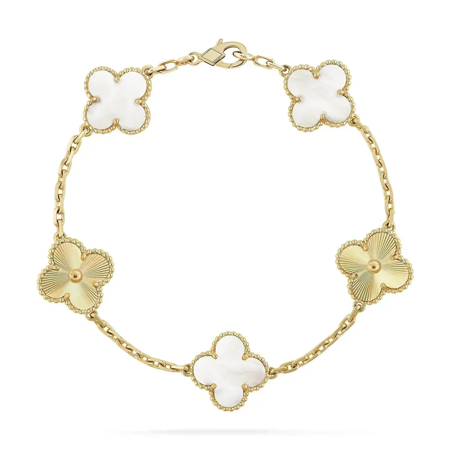 [GALE]CLOVER BRACELET 5 MOTIF WHITE MOP PINK GOLD