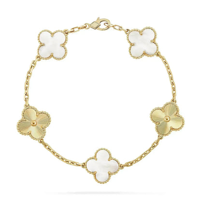 [GALE]CLOVER BRACELET 5 MOTIF WHITE MOP PINK GOLD
