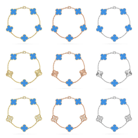 [GALE] CLOVER 5 MOTIF BLUE AGATE BRACELET COLLECTION