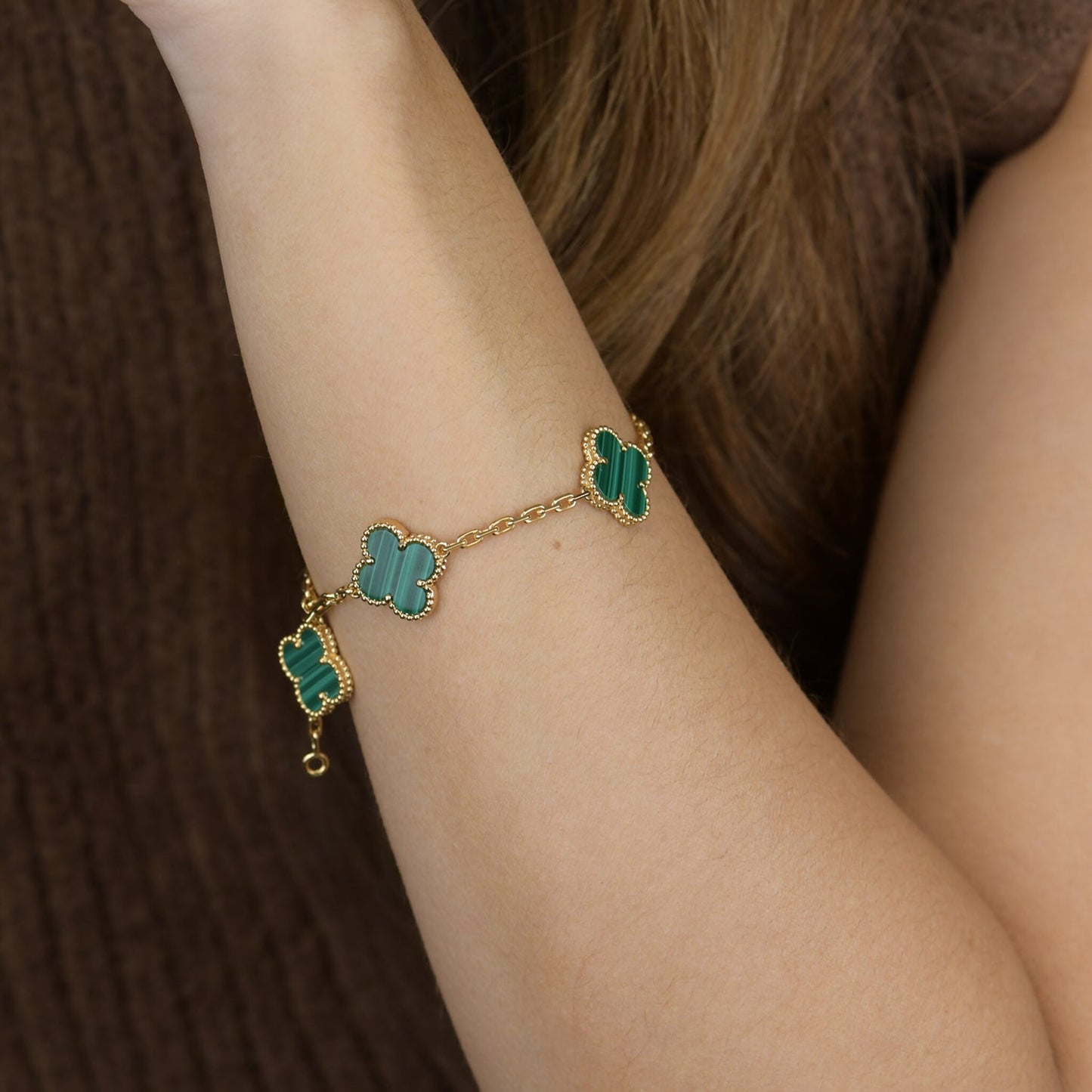[GALE]CLOVER 5 MOTIFS MALACHITE BRACELET