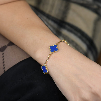 [GALE]CLOVER 5 MOTIFS BLUE AGATE BRACELET
