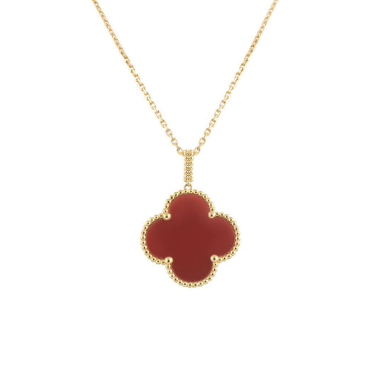 [GALE]CLOVER 25MM NECKLACE GOLD CARNELIAN