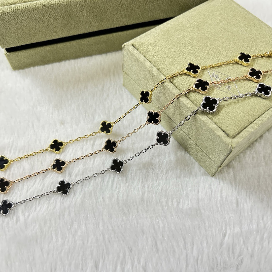 [GALE]CLOVER 6 MOTIF  ONYXS BRACELET