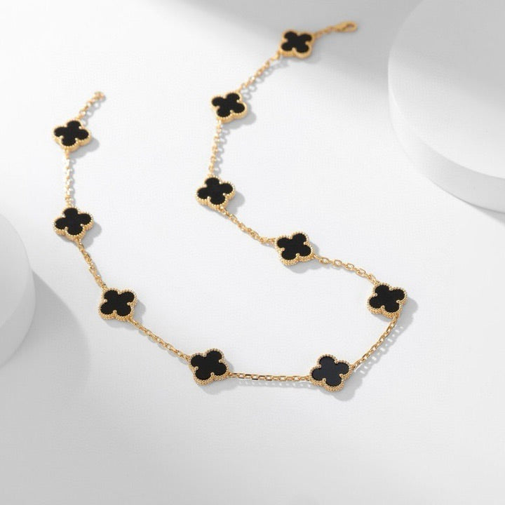 [GALE]CLOVER 10 MOTIFS ONYX NECKLACE