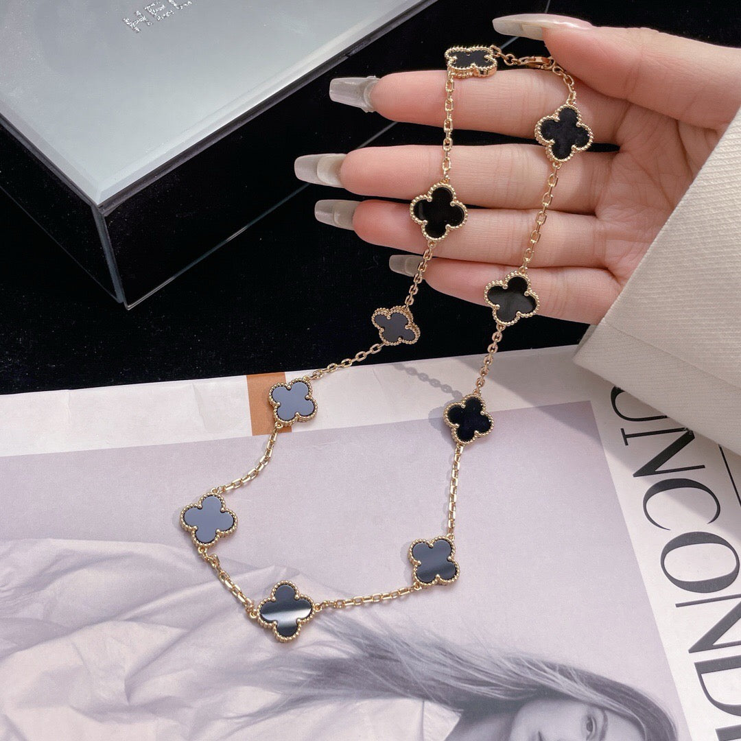 [GALE]CLOVER 10 MOTIFS ONYX NECKLACE
