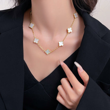 [GALE]CLOVER 10 MOTIFS WHITE MOTHER OF PEARL NECKLACE