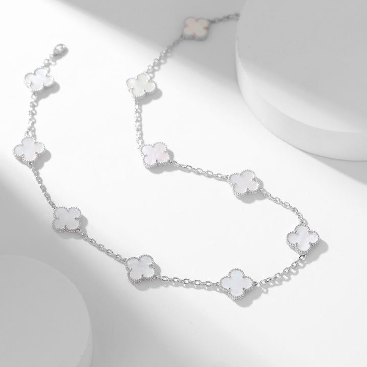 [GALE]CLOVER 10 MOTIFS WHITE MOTHER OF PEARL NECKLACE