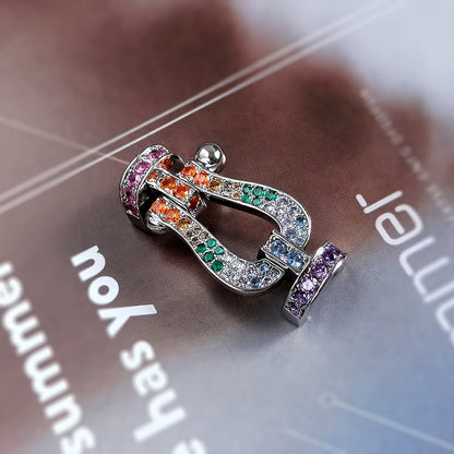 [GALE]FORC LARGE HORSESHOE  COLORED DIAMOND BRACELET SILVER