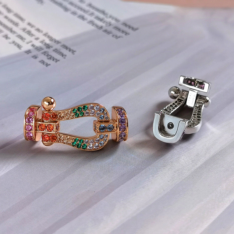 [GALE]FORC LARGE HORSESHOE  COLORED DIAMOND BRACELET SILVER