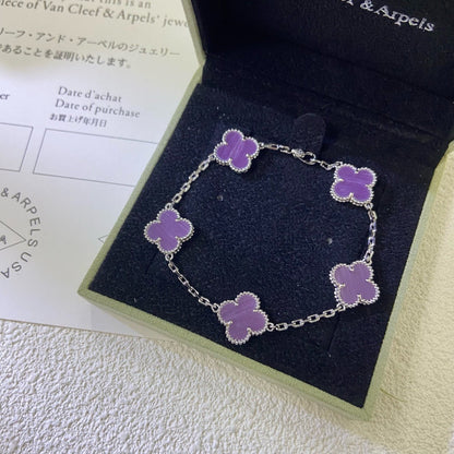 [GALE]CLOVER  5 MOTIFS  PURPLE VIOLET BRACELET
