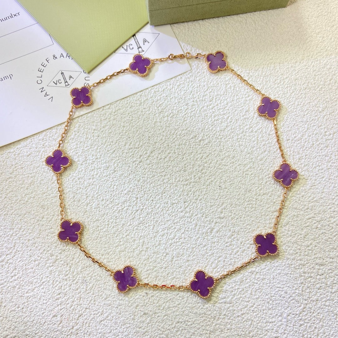 [GALE]CLOVER 10 MOTIFS  PURPLE VIOLET  NECKLACE
