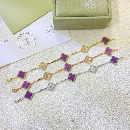 [GALE]CLOVER  5 MOTIFS  PURPLE VIOLET DIAMOND BRACELET