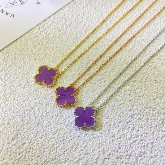 [GALE]CLOVER 15MM  PURPLE VIOLET NECKLACE
