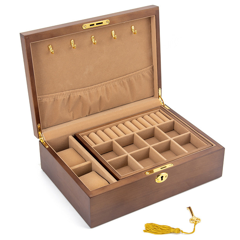 Schmuckkästchen/Aufbewahrungsbox aus Massivholz im Retro-Stil mit Schloss