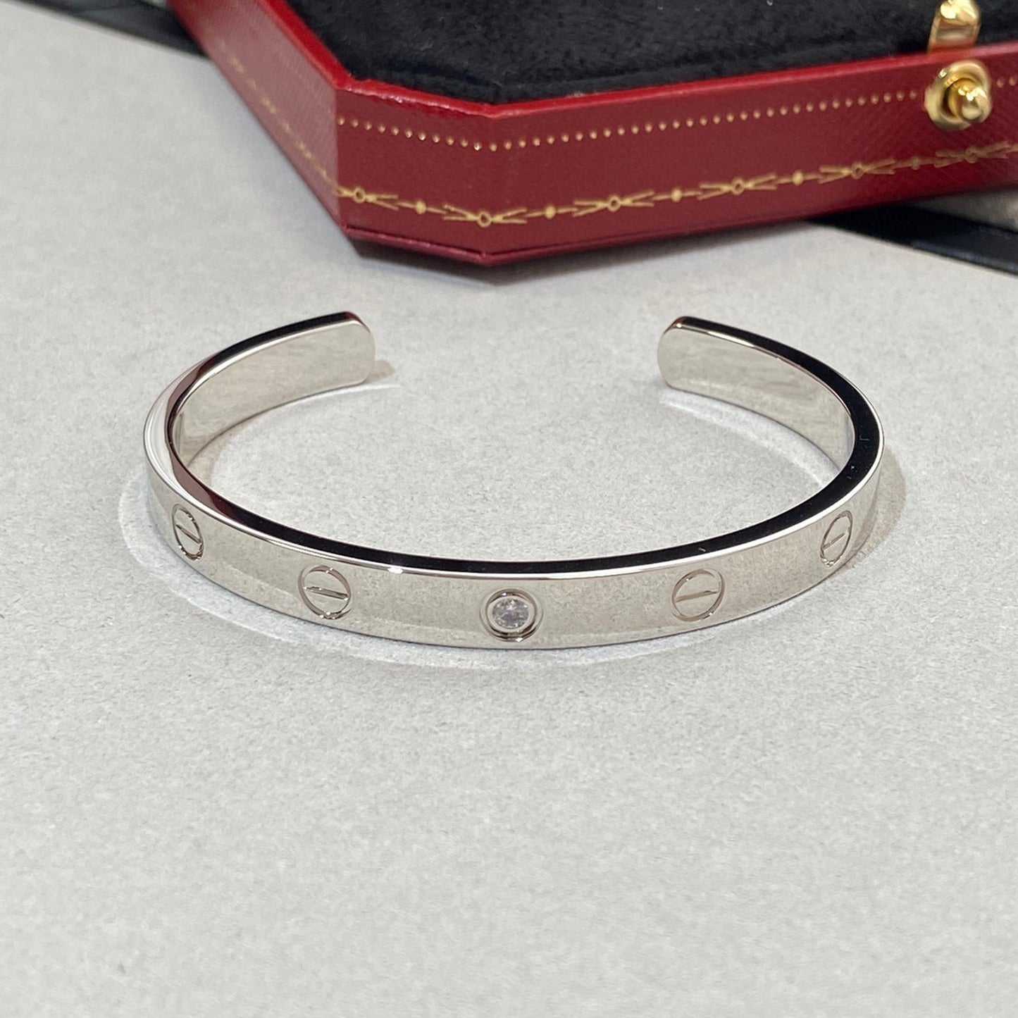 [GALE]LOVE BRACELET 6.1MM 1 DIAMOND OPEN CUFF