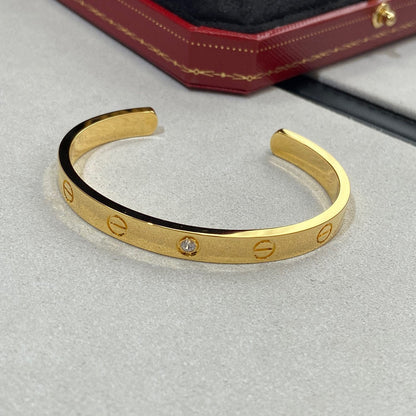 [GALE]LOVE BRACELET 6.1MM 1 DIAMOND OPEN CUFF