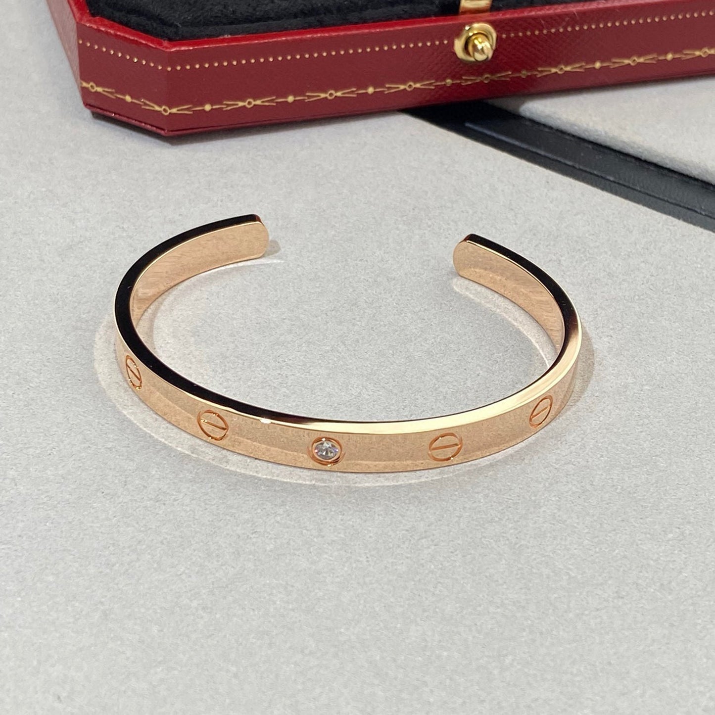 [GALE]LOVE BRACELET 6.1MM 1 DIAMOND OPEN CUFF