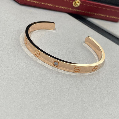 [GALE]LOVE BRACELET 6.1MM 1 DIAMOND OPEN CUFF