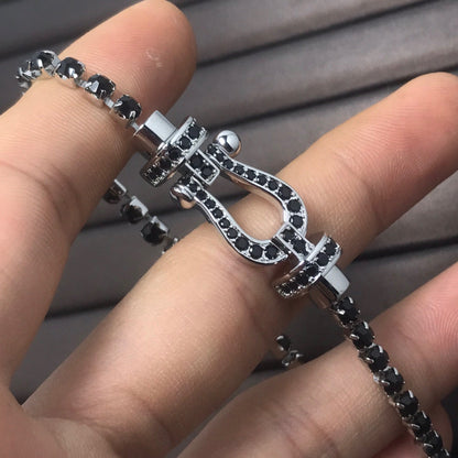 [GALE]FORCE  LARGE HORSESHOE FULL DIAMOND TENNIS BRACELET