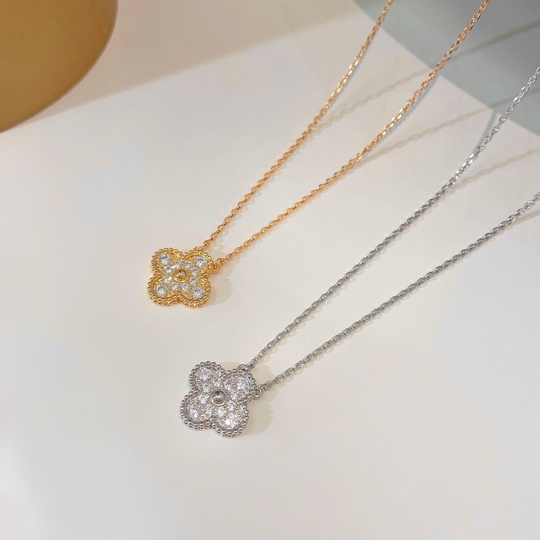 [GALE]CLOVER 15MM DIAMOND SINGLE FLOWER NECKLACE