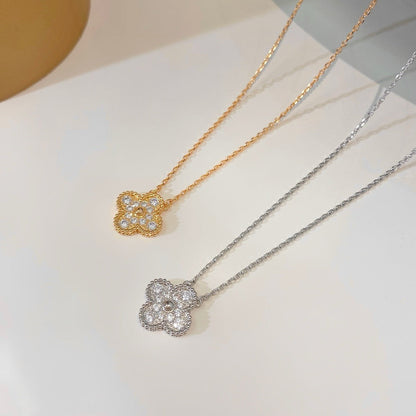 [GALE]CLOVER 15MM DIAMOND SINGLE FLOWER NECKLACE