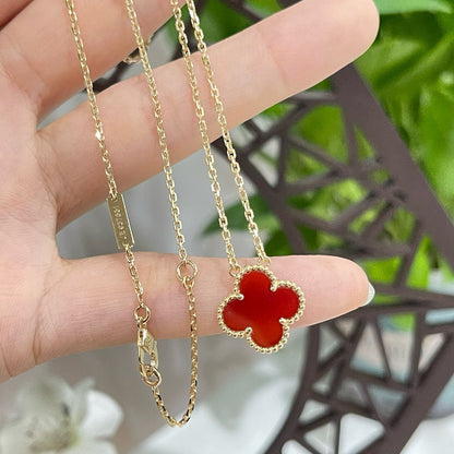 [GALE]CLOVER 15MM CARNELIAN SINGLE FLOWER NECKLACE