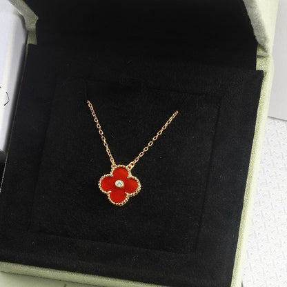 [GALE]CLOVER 15MM DIAMOND CARNELIAN NECKLACE