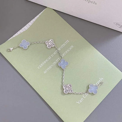 [GALE] CLOVER 5 MOTIF PURPLE CHALCEDONY BRACELET COLLECTION