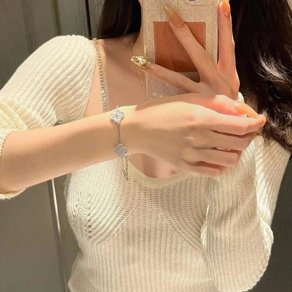 [GALE] CLOVER 5 MOTIF PURPLE CHALCEDONY BRACELET COLLECTION