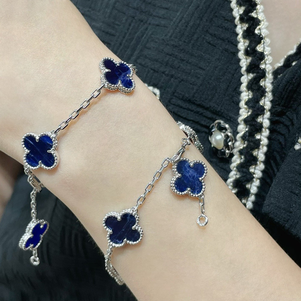[GALE]CLOVER 5 MOTIF PIETERSITE SILVER BRACELET