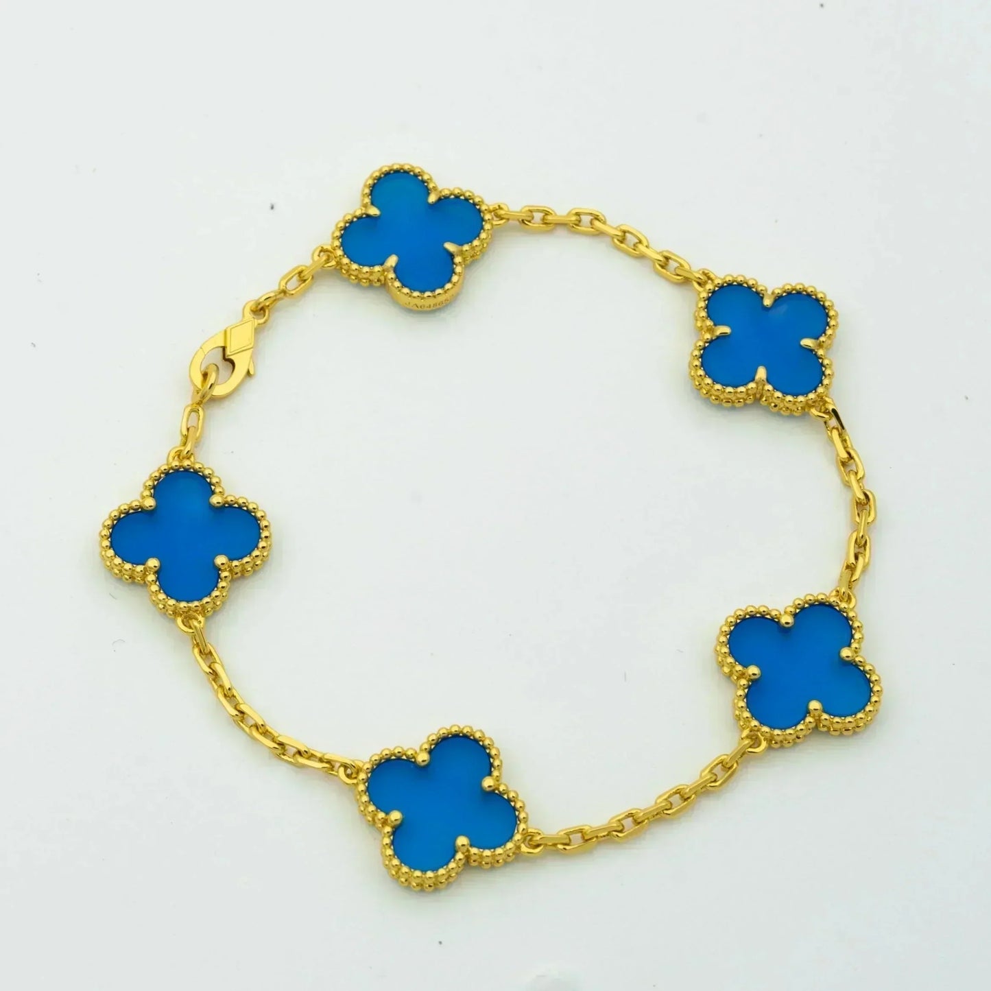 [GALE]CLOVER 5 MOTIFS BLUE AGATE BRACELET