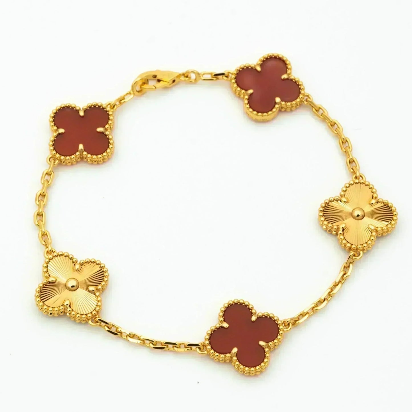 [GALE]CLOVER  5 MOTIFS CARNELIAN GOLD BRACELET