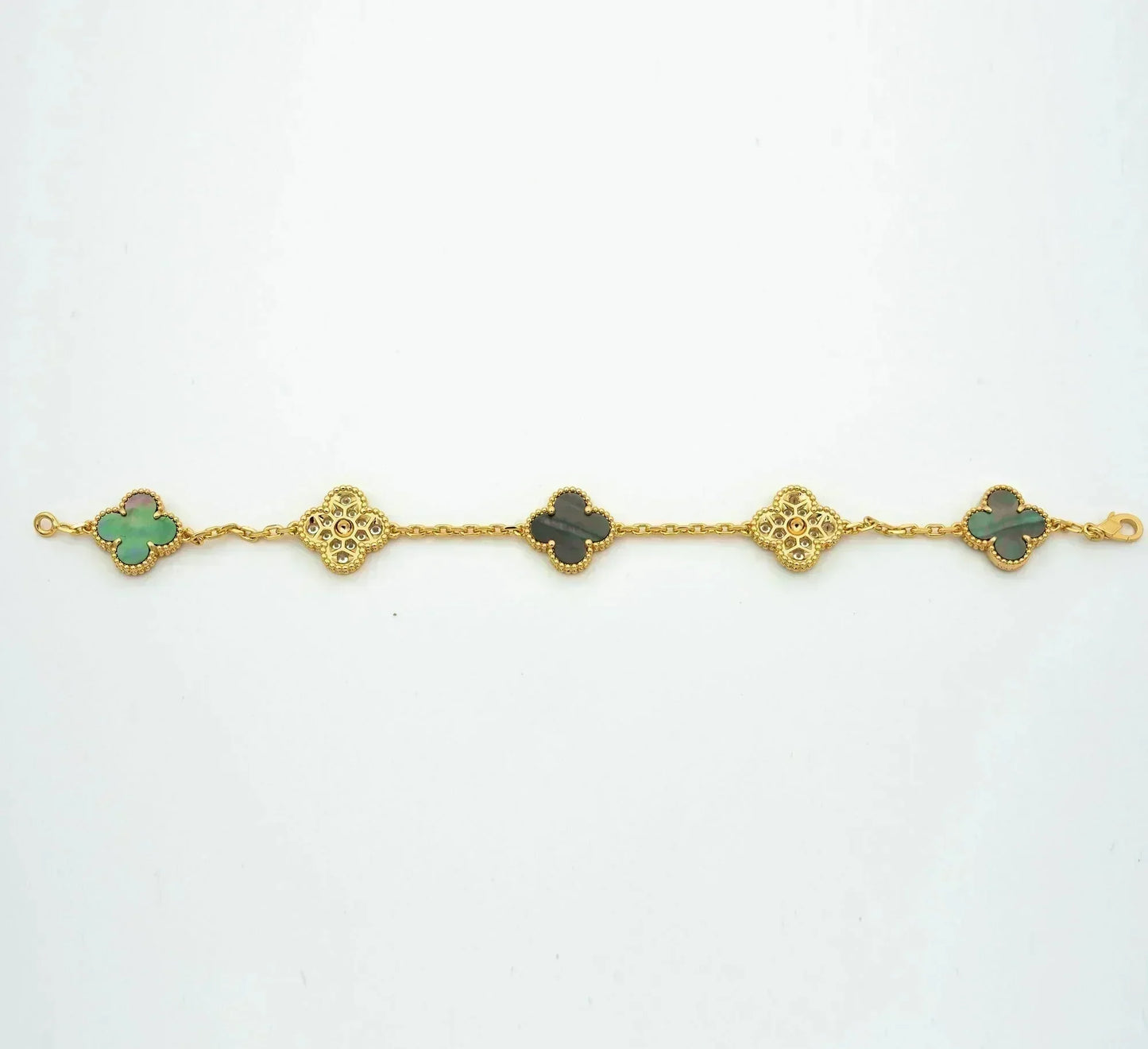 [GALE]CLOVER 5 MOTIF GRAY MOP DIAMOND BRACELET