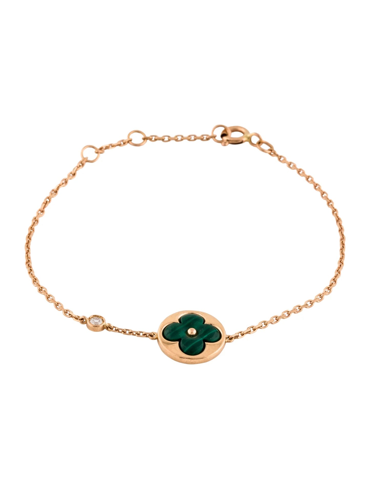 [GALE]SUN MALACHITE 1 DIAMOND PINK GOLD BRACELET