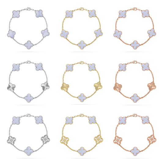 [GALE] CLOVER 5 MOTIF PURPLE CHALCEDONY BRACELET COLLECTION