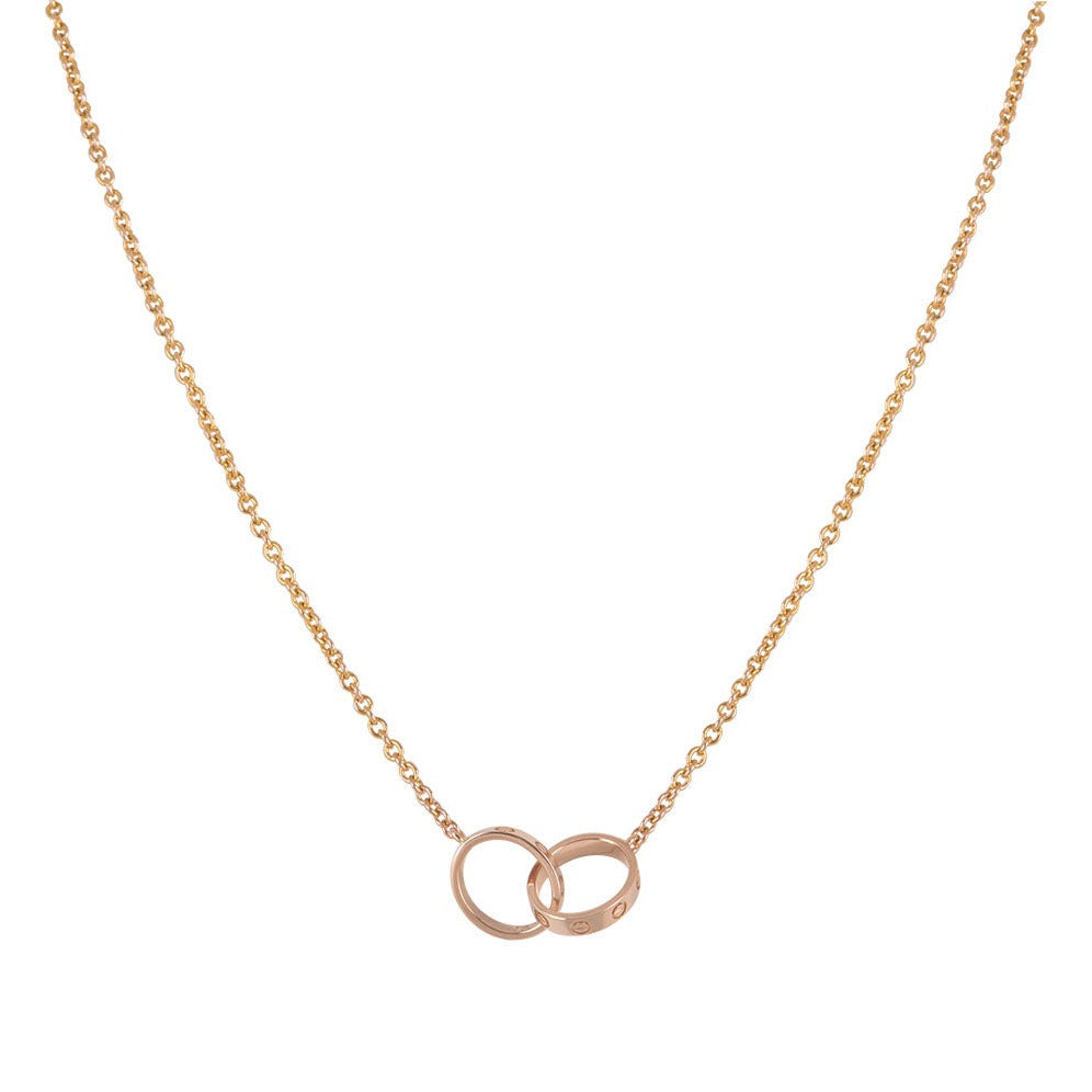 [GALE]LOVE NECKLACE DOUBLE RING PINK GOLD