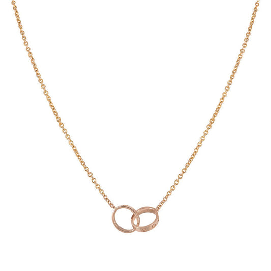 [GALE]LOVE NECKLACE DOUBLE RING PINK GOLD