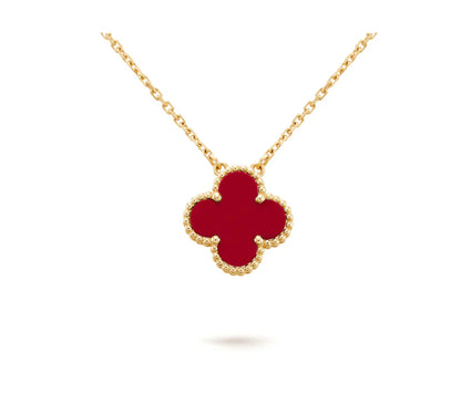 [GALE]CLOVER 15MM CARNELIAN SINGLE FLOWER NECKLACE