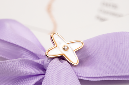 [GALE]JEUX DE WHITE MOP ROSE GOLD DIAMOND EARRINGS